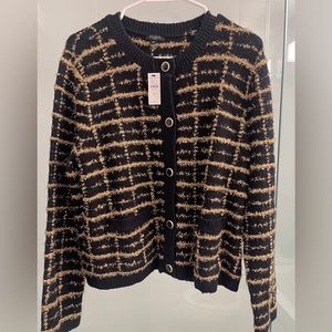 Talbots Gold and black button down sweater. Size LP